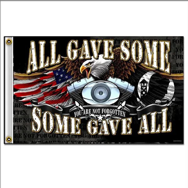 Hot Leathers Patriotic Biker POW MIA All Gave Some Some Gave All Polyester 3 x 5 Foot Flag