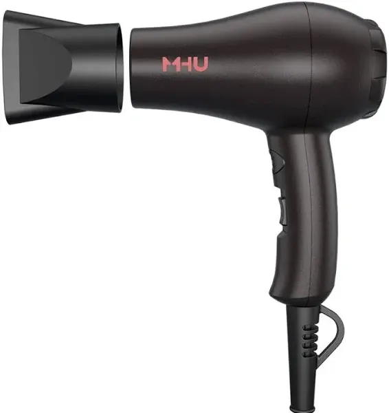 MHD Mini Travel Hair Dryer 1000 Watts for RV Pouring Art Lightweight Ceramic Ionic Blow Dryer Compact Size Plus Concentrator Black