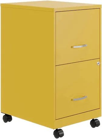 Space Solutions 18" 2 Drawer Mobile Smart Vertical File Cabinet, Teal - Yellow - Letter