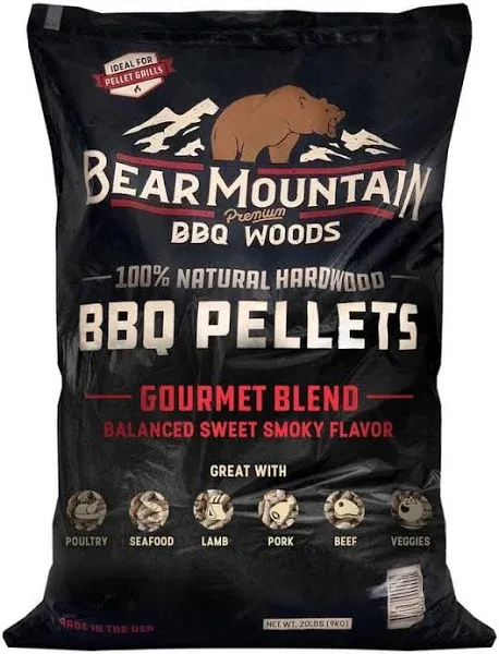 Bear Mountain BBQ Natural Hardwood Gourmet Blend Smoker Pellets, 20 lbs (2 Pack)