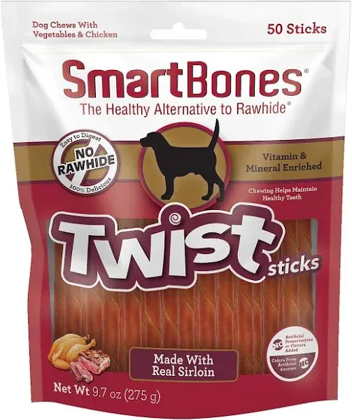 SmartBones Twist Sticks Sirloin Chewy Dog Treats