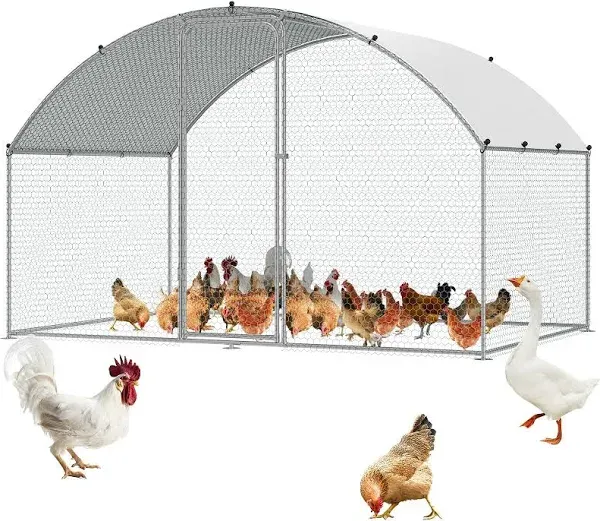 VEVOR Large Metal Chicken Coop with Run Walk-In Chicken with Cover