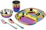 Ahimsa Stainless Steel Dinner Set - 5 Piece Mindful Mealtime Set | Pediatrici...