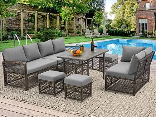 7 Pieces Patio Furniture Outdoor Dining Set Table