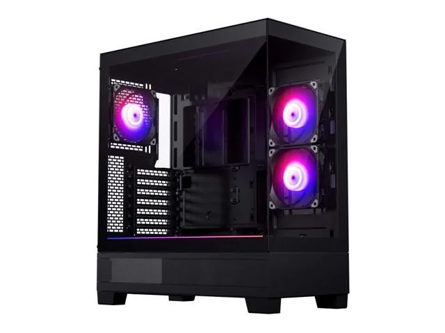 Phanteks XT View, Mid-Tower Gaming Chassis, Tempered Glass Front and Side Window, USB-C 3.2 Gen2, 3x M25-120 D-RGB fans included, Black