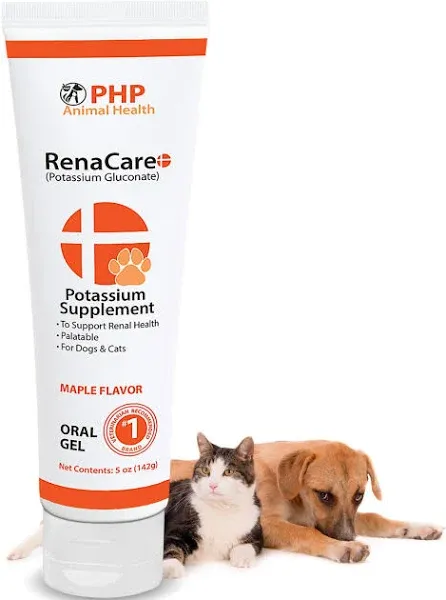 RenaCare K is for Renal K (Potassium Gluconate) Potassium Supplement Gel for Dogs and Cats, (5 oz) with Maple Flavor (Made in U.S.A)