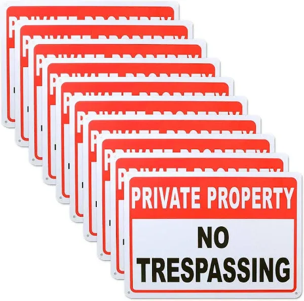 Abuff Private Property Sign 10-Pack No Trespassing Aluminum Warning Sign