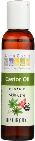 Aura Cacia Organic Skin Care Oil, Castor, 4 Fluid Ounce (Pack of 2)