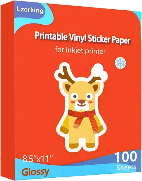 Lzerking Printable Vinyl Glossy Sticker Paper for Inkjet Printers