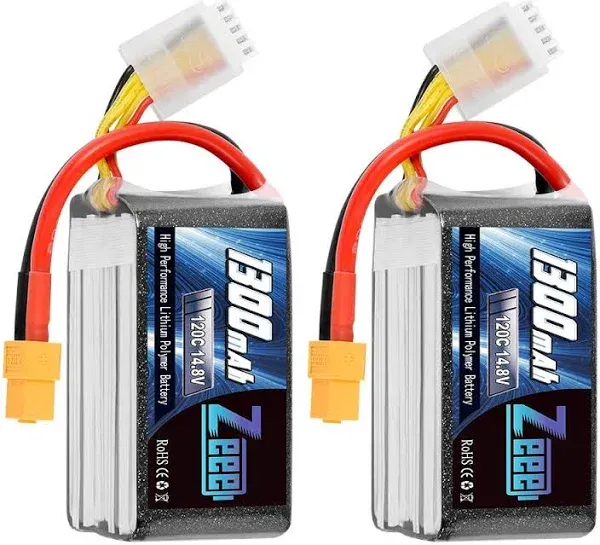 Zeee 14.8V 120C 1300mAh 4S RC Lipo Battery Graphene Battery with XT60 Plug for FPV Racing Drone Quadcopter Helicopter Airplane RC Boat RC Car RC