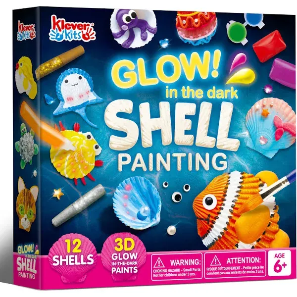 Klever Kits 12 Kids Sea Shell Painting Kit-Glow in the Dark-Arts &amp; Crafts