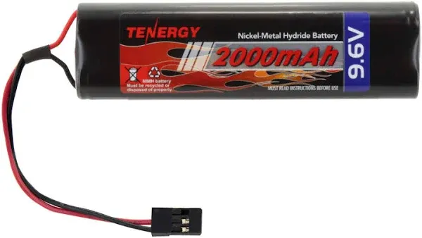 Tenergy NiMH Receiver Battery Pack with Hitec Connectors 9.6V 2000mAh High Capacity Futaba Battery Pack, Square NT8S600B Rechargeable Battery Pack for RC Receivers, Airplanes, and More