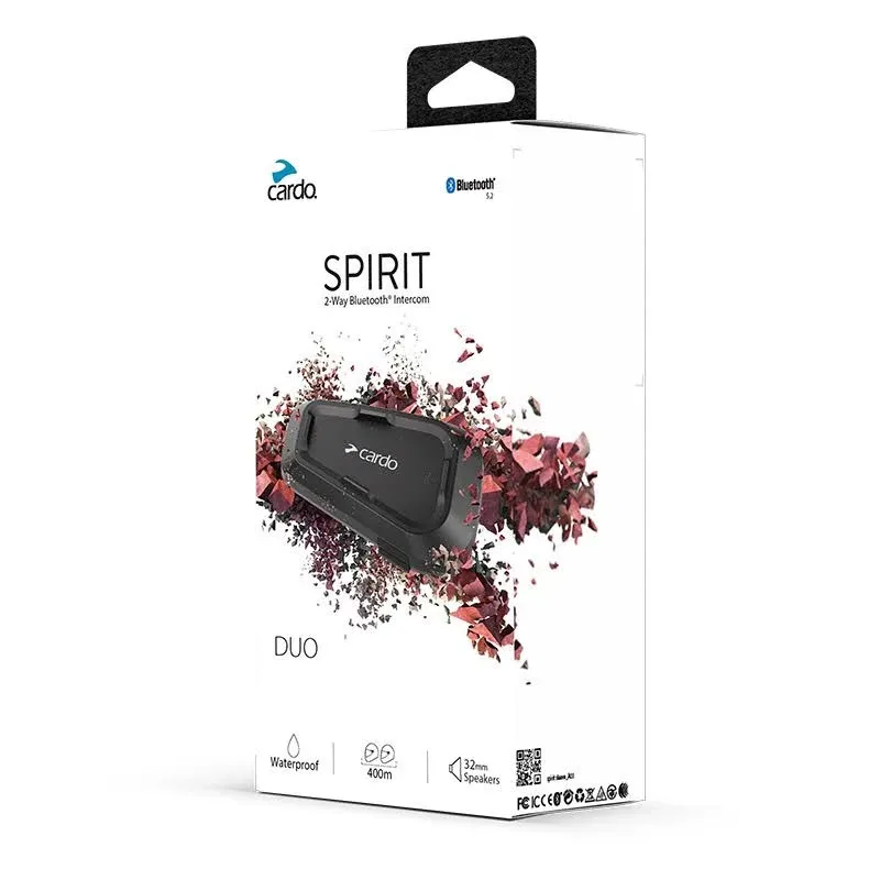 Cardo Spirit HD Motorbike Bluetooth Intercommunica<wbr/>tion System Black - Duo Pack