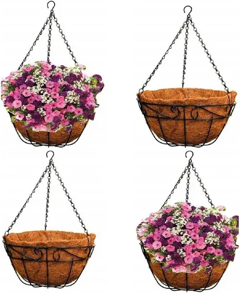 Ashman Online 16 Inch Metal Hanging Planter Basket (4 Pack)