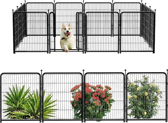 48 in(H) Garden Fencing Animal Barrier, Wide Door Low Threshold, Dog Fence Outdoor for Yard. 8 Panels Total 17.7 Ft(L) Camping Fence, Fencing for Garden Beds,Dog Playpen Outdoor.Temporary Fence