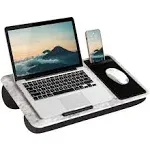 Home Office Lap desk with Device Ledge, Mouse Pad, and phone holder-White Marble