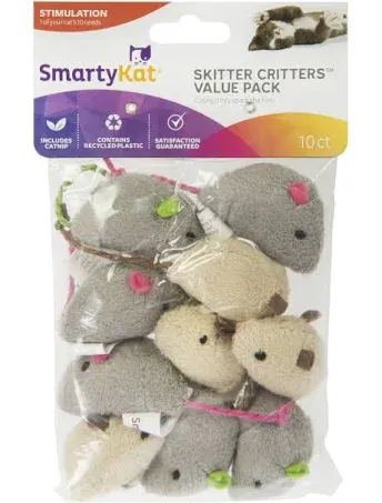 SmartyKat Skitter Critters Catnip Cat Toys Value Pack, 10 Count