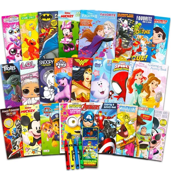 24 Bulk Coloring Books for Kids Ages 4-8 - Assorted 24 Licensed Coloring Books |