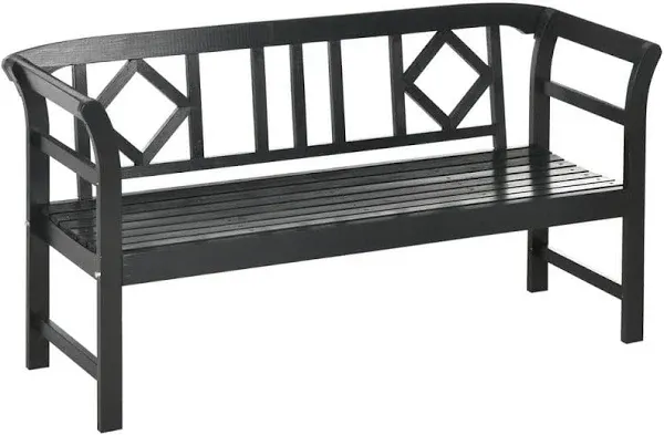 Outsunny Wooden Bench Outdoor Patio Bench, Backrest and Armrests