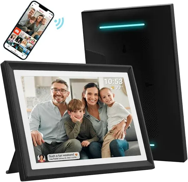 32GB FRAMEO 10.1 Inch WiFi Digital Photo Frame with LED Light, 1280x800 HD IPS LCD Touch Screen, Auto-Rotate Portrait and Landscape, 32GB Storage, Share Moments Instantly via Frameo App from Anywhere