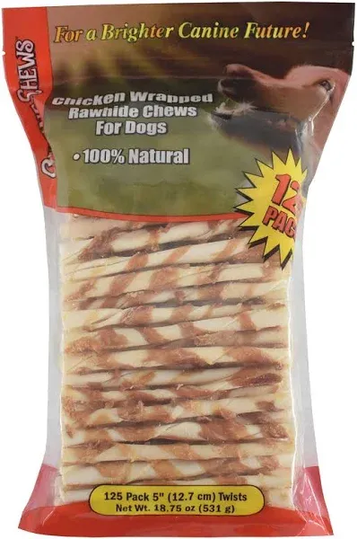 Canine Chews Chicken-Wrapped Rawhide Chews for Dogs