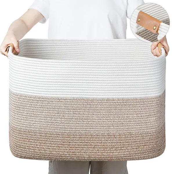 danpinera Large Blanket Basket Rectangle Storage Basket for Living Room