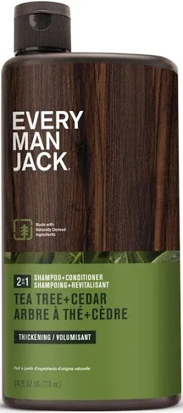 Every Man Jack 2-In-1 Tea Tree + Cedar Shampoo + Conditioner - Thicken, Cleanse,