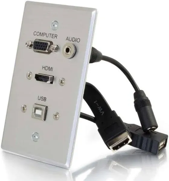 C2G HDMI, VGA, 3.5mm Audio, USB Pass Through Single Gang Wall Plate