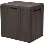 Keter 30gal City Resin Deck Box Brown: All-Weather Patio Bench &amp; Bin Storage