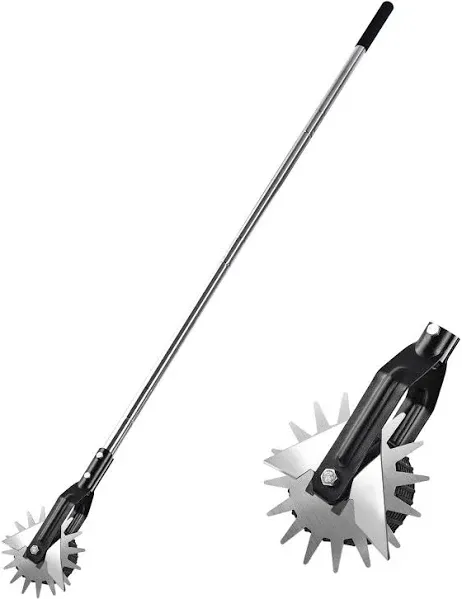 BARAYSTUS Wheel Rotary Edger, Rotary Shear, Sidewalk Manual Lawn Edger, Strong 3 Sections Stainless Steel Handle with Cushion Grip, 58.3-Inch