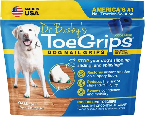 Dog Toenail Grips | Dr. Buzby’s ToeGrips for Dogs Xs (Yellow)