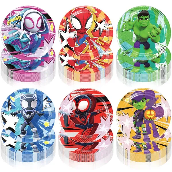 Gkszajo 60 Pcs Spider Party Plates Disposable Paper Plate