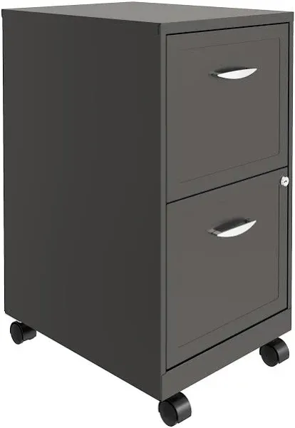 Space Solutions 18 inch 2 Drawer Mobile Organizer Office Cabinet, Charcoal