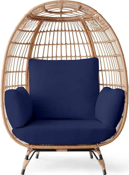 Best Choice Products Wicker Egg Chair Indoor Outdoor Patio Lounger