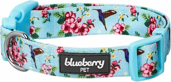 Blueberry Pet Spring Scent Inspired Flower and Hummingbird Adjustable Dog Collar