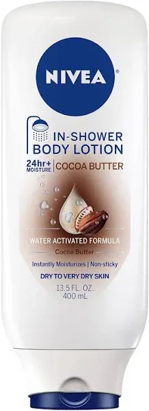 NIVEA Cocoa Butter In Shower Lotion, Body Lotion for Dry Skin, 13.5 Fl Oz Bottle