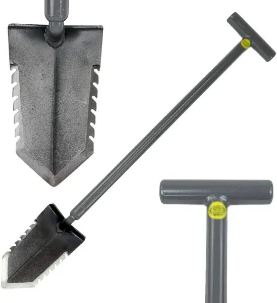 Lesche T Handle 31" Heavy Duty Metal Detector Shovel Double Serrated Blade WWMFG-32-SER-D