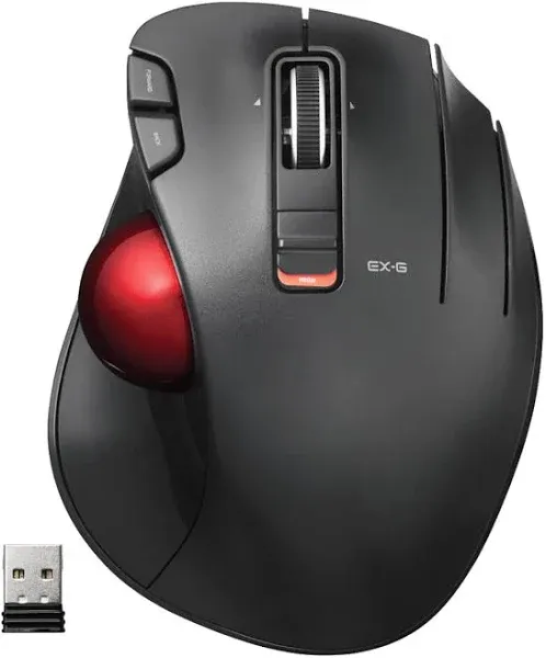 ELECOM EX-G Trackball Mouse 2.4GHz USB Wireless Ergonomic Design Thumb Contro...