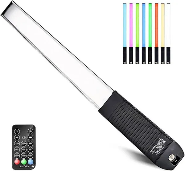 LUXCEO RGB LED Photography Lighting Portable Wand Handheld LED Video Light 1000 Lumens CRI 95+ USB Rechargeable with Remote Control, Carry Bag, Adjustable Color Temperature 3000K-6000K and 36 Colors