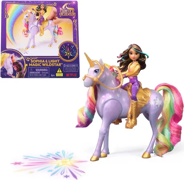 Unicorn Academy Sophia &amp; Light Magic Wildstar with Rainbow Light-up Effects 2...