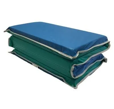 KinderMat, Jr. Daydreamer 2" Thick Rest Mat, 4-Section Rest Mat, 44" x 19" x 2", Blue/Teal with Grey Binding, Great for School, Daycare, Travel, and Home, Made in The USA