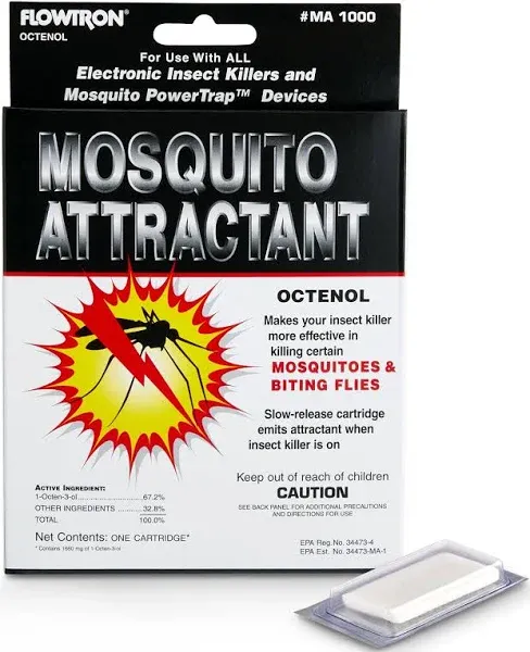 Flowtron MA-1000 Octenol Mosquito Attractant Cartridges (6-Pack), Compatible with BK-15, BK-40, BK-80, MC-9000, FC-8800