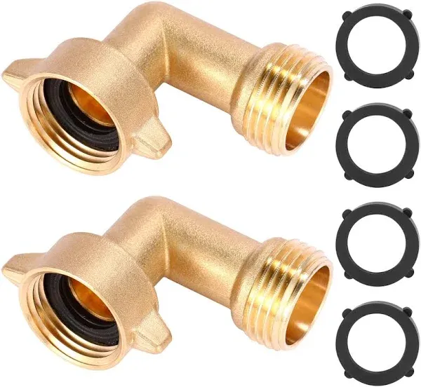 2 Pack Garden Hose Elbow Connector 90 Degree Brass Hose Elbow, 3/4&#034; Heavy Duty H