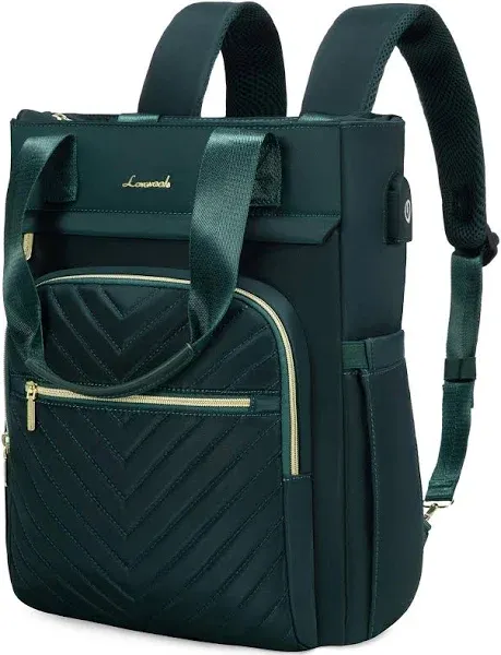 LOVEVOOK Laptop Backpack for Women, 15.6 Inch Work Business Laptop Bag, Wide Top Open Teacher Nurse Bag with USB Port, Waterproof Computer Backpack Purse for travel, Dark Green