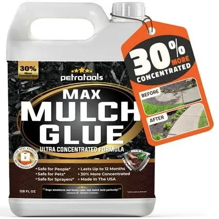 PetraMax Mulch Glue Max for Landscaping Concentrate, Mulch Binder Glue, Pea G...