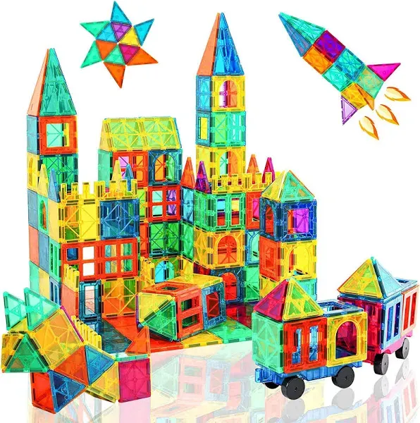 Magnetic Tiles, 96 Pcs Magnetic 3D Building Blocks Educational Magnetic Tiles Puzzle Magnets Toys for Girls Boys Toddler Ages 3+ (NF-96 Set) (NF-96)