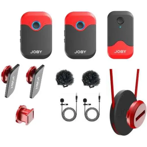 JOBY Wavo AIR Omnidirectiona<wbr/>l Wireless Lavalier Kit, Black/Red #JB01737