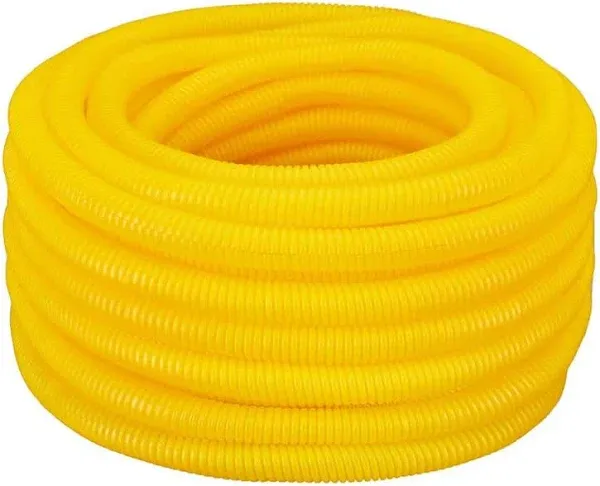 1 in. x 100 ft. Flexible Corrugated Yellow HDPE NON Split Tubing Wire Loom