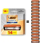 Bic Comfort 3 Refillable Refill Razor Cartridges, Three-Blade Disposable Razors for Men, Sensitive Skin Razor for A Comfortable Shave, 14 Razor