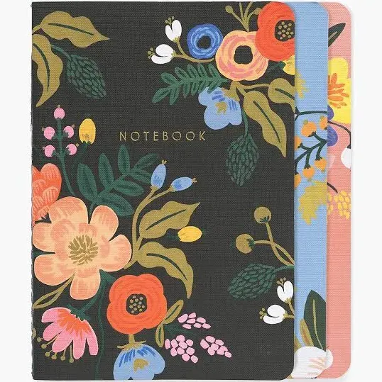 Lively Floral Stitched Notebook Set